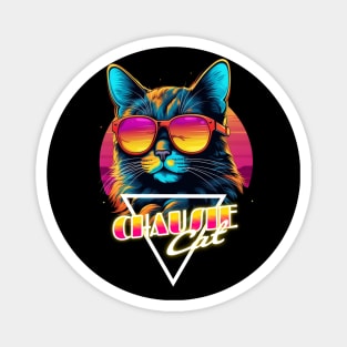 Retro Wave Chausie Cat Miami Shirt Magnet